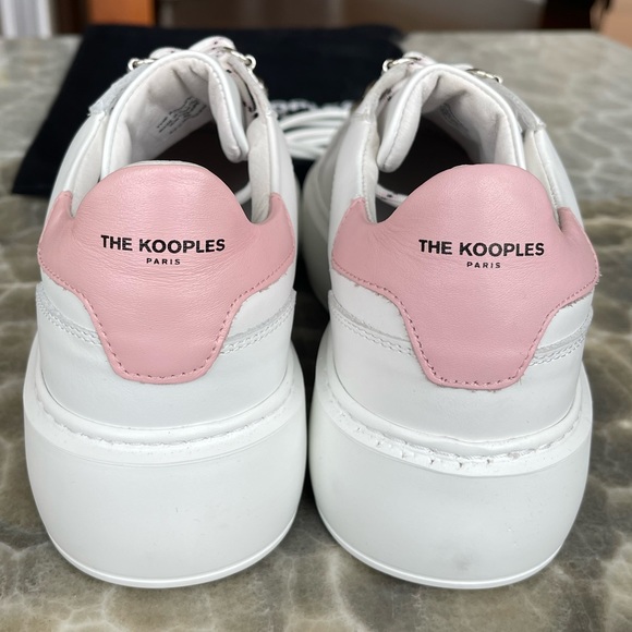 NWT The Kooples White Leather Sneakers with Pink, Size 9 (The Kooples size 40) - Picture 3 of 17